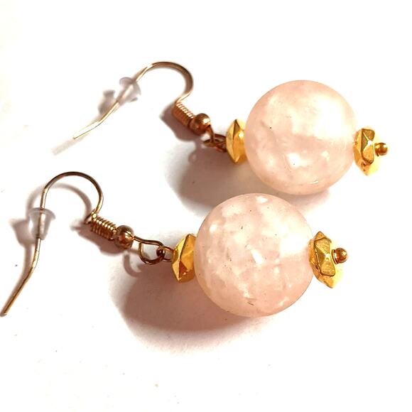 NWT Handmade Crackled Globe Earrings – Pink Champagne - Picture 2 of 3